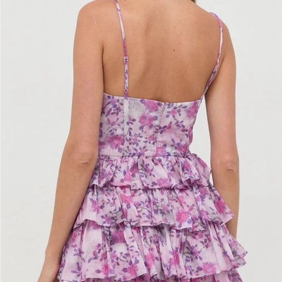Bardot Lilac Floral Print Ruffle Mini Dress Size XXL - Picture 5 of 7
